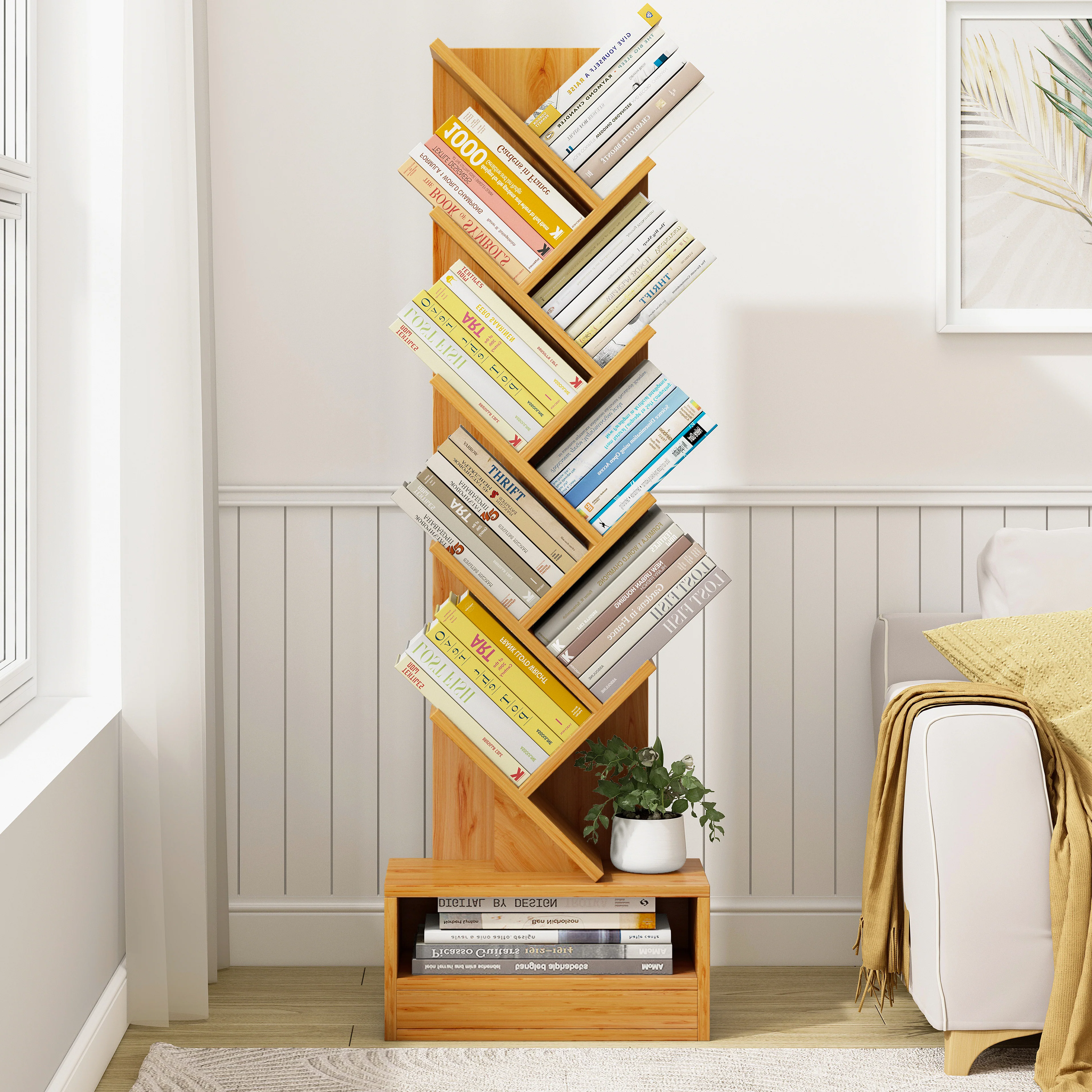 Resort Bookshelf Display Cabinet Shelf Bookcase Organizer (Honey Oak) - Image 3