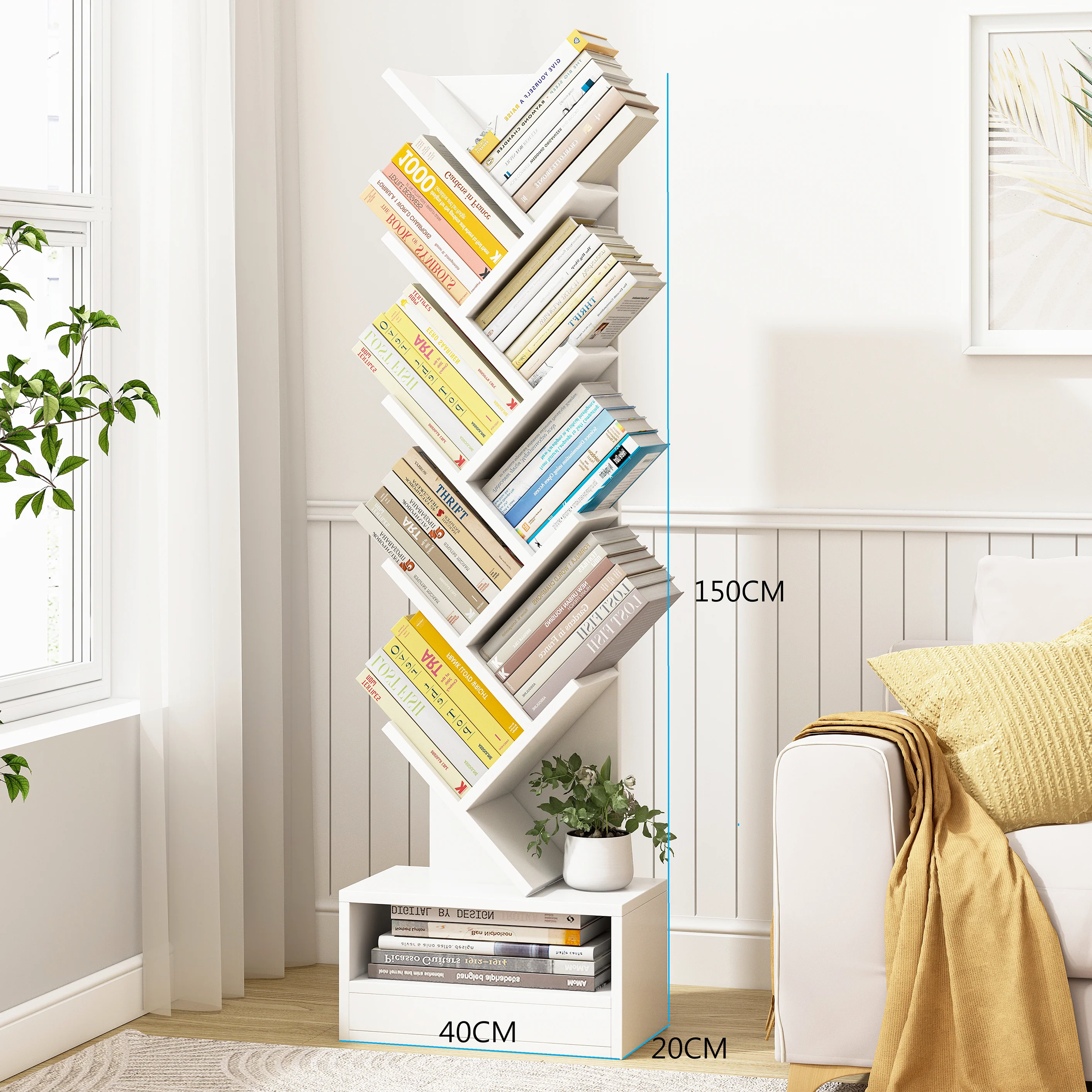 Resort Bookshelf Display Cabinet Shelf Bookcase Organizer (White) - Image 8