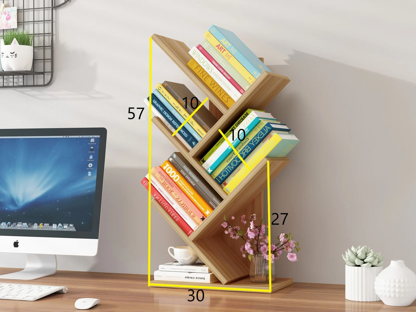 Resort 5 Shelving Bookshelf Display Cabinet Shelf Bookcase Desktop Organizer (Oak) - Image 11