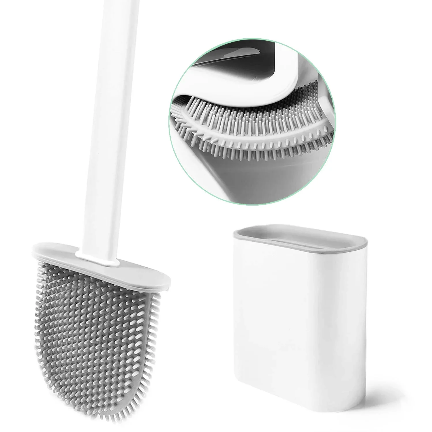 Revolutionary Silicone Soft Flex Toilet Brush and Holder (White) - Image 11