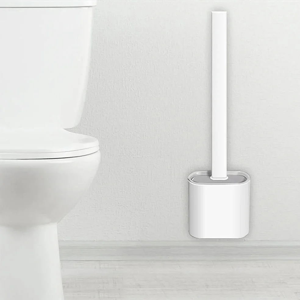 Revolutionary Wall Mounted Silicone Soft Flex Toilet Brush and Holder (White) - Image 12