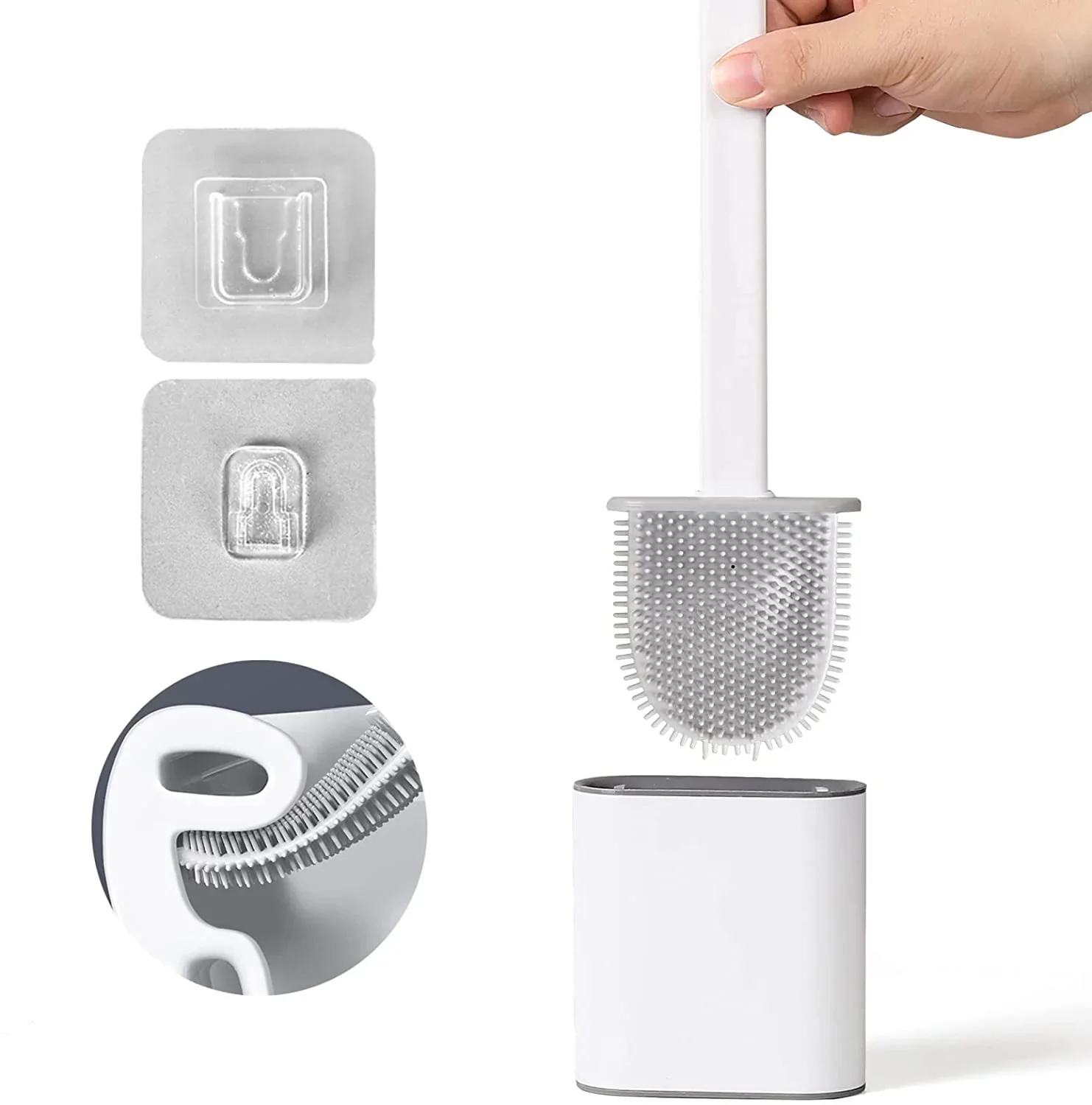 Revolutionary Wall Mounted Silicone Soft Flex Toilet Brush and Holder (White) - Image 13
