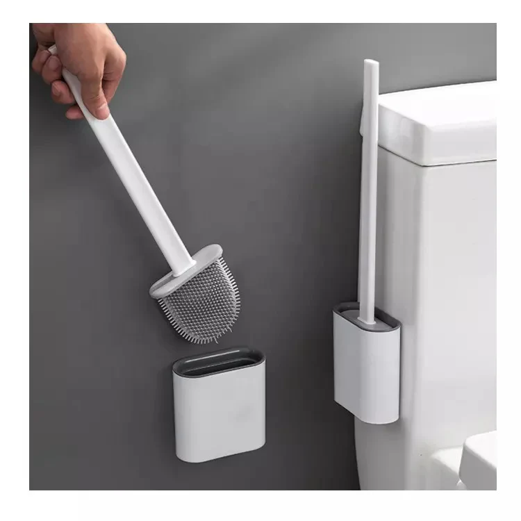Revolutionary Wall Mounted Silicone Soft Flex Toilet Brush and Holder (White) - Image 7