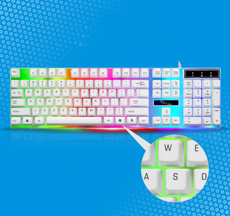 RGB Wired Gaming Keyboard and Mouse Combo Set (White Lighting) - Image 7