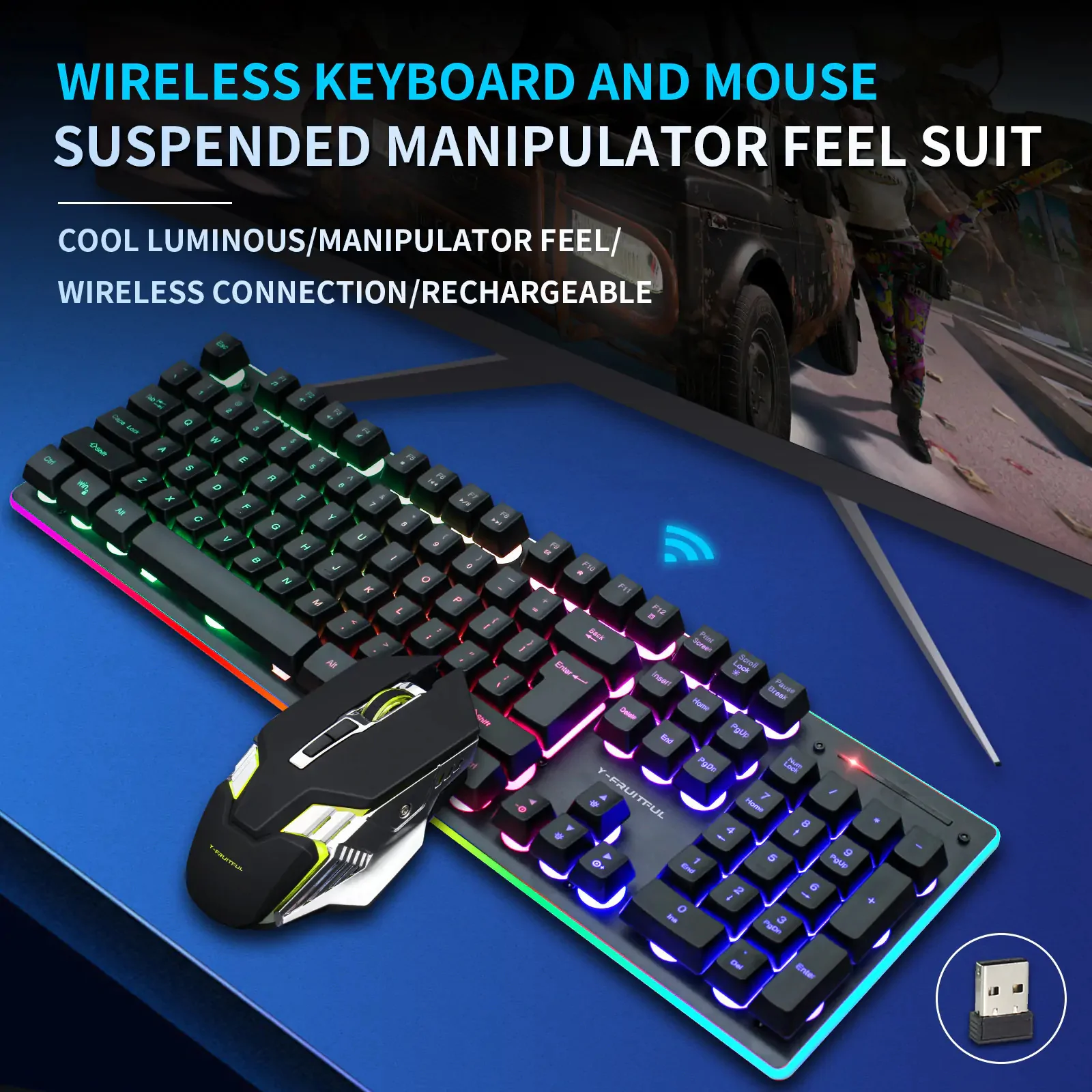 RGB Wireless Mechanical Gaming Keyboard and Mouse Combo Set - Image 6