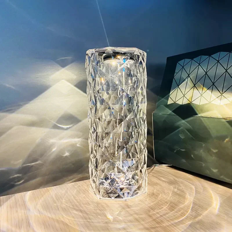 Rose Diamond Crystal LED Table Lamp Cordless Touch Sensor Night Light - Image 10