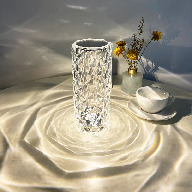 Rose Diamond Crystal LED Table Lamp Cordless Touch Sensor Night Light - Image 12