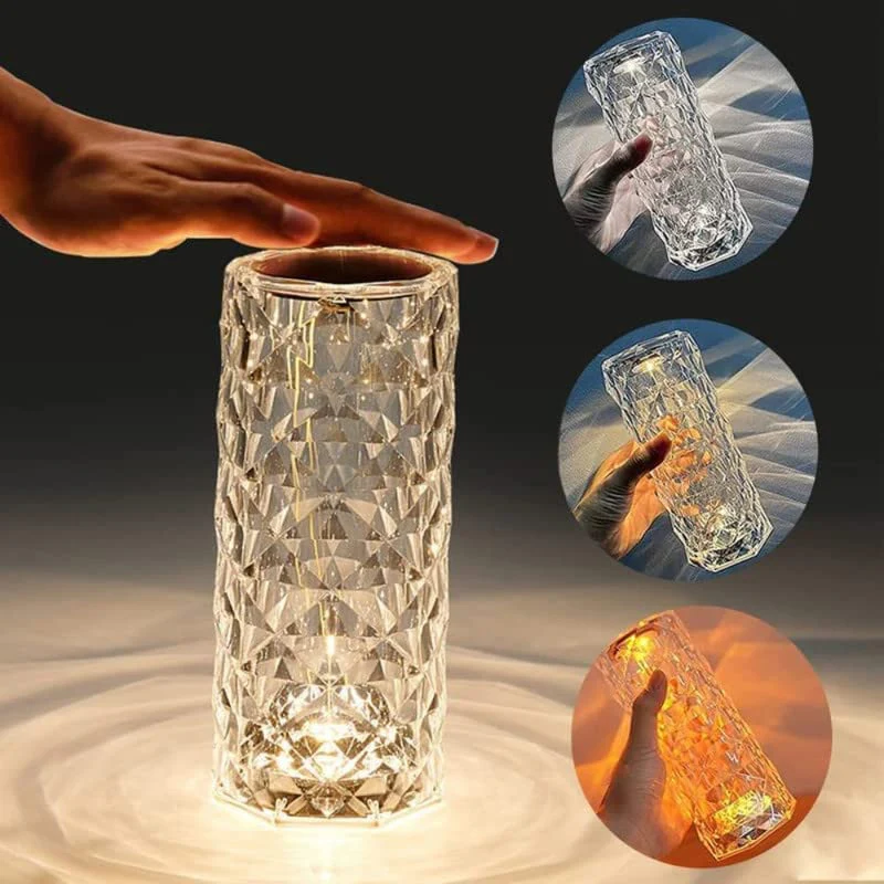 Rose Diamond Crystal LED Table Lamp Cordless Touch Sensor Night Light - Image 13