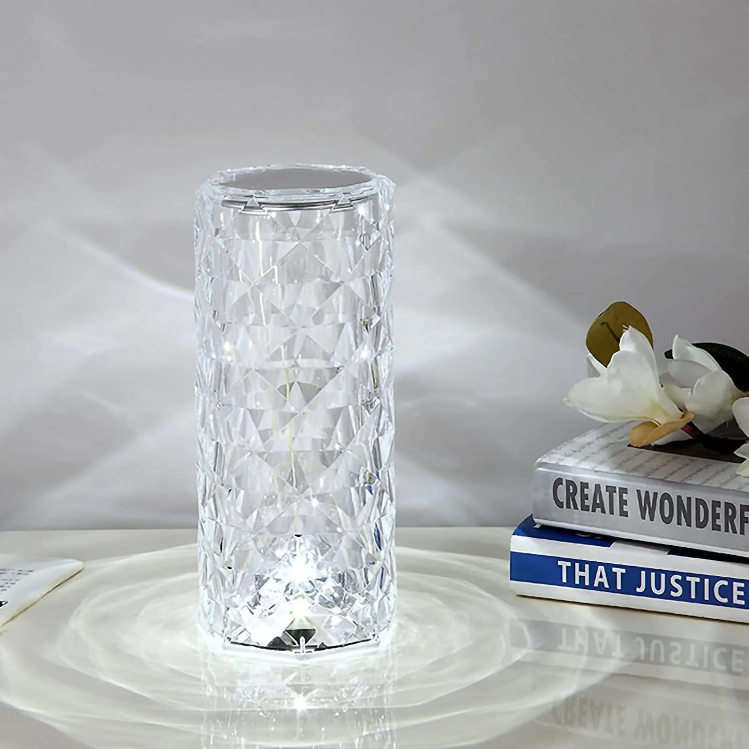 Rose Diamond Crystal LED Table Lamp Cordless Touch Sensor Night Light - Image 17