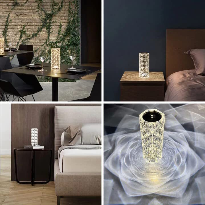 Rose Diamond Crystal LED Table Lamp Cordless Touch Sensor Night Light - Image 18