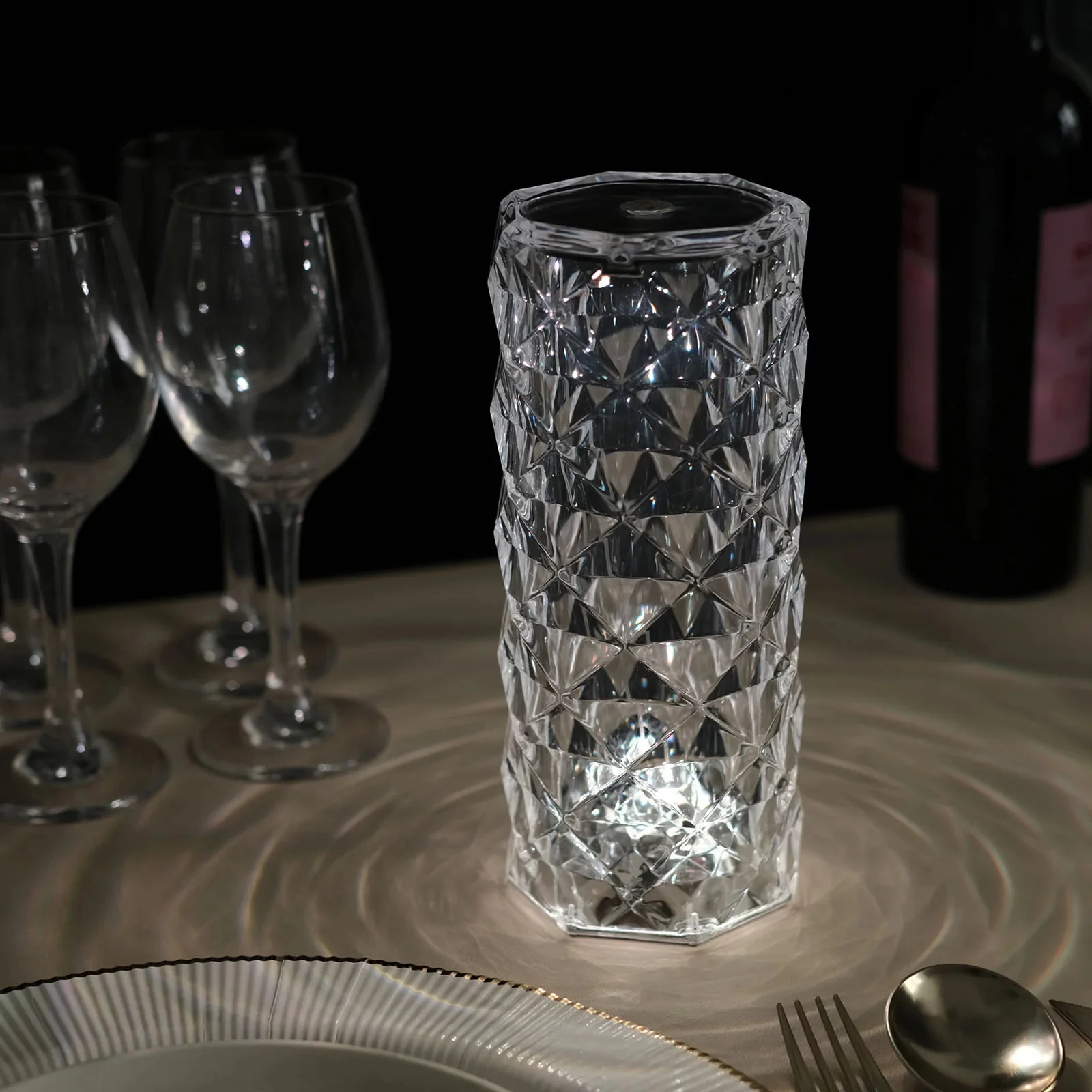 Rose Diamond Crystal LED Table Lamp Cordless Touch Sensor Night Light - Image 25