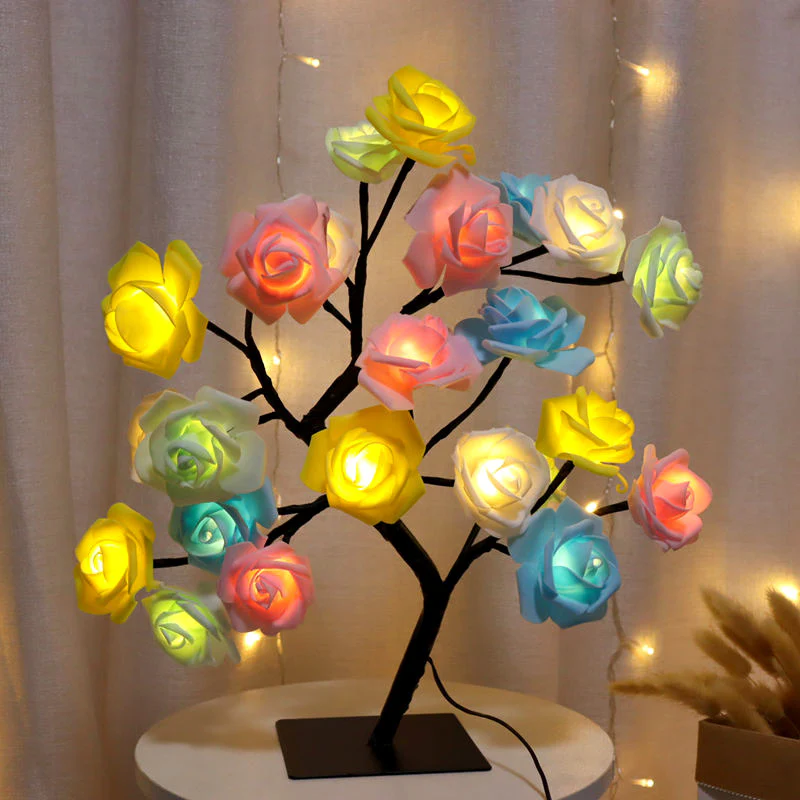 Rose Flower Tree Decorative Lamp LED USB Coloirful Night Light