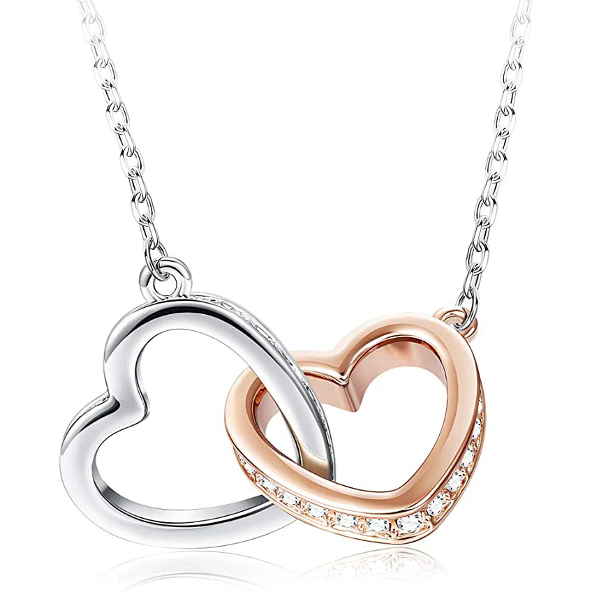 S925 Interlocking Hearts Sterling Silver Necklace - Image 13