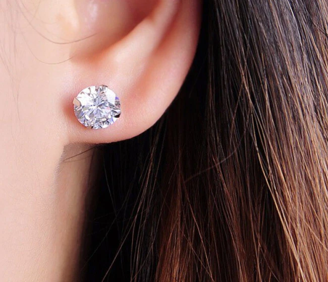 S925 Sterling Silver 2 Carats CZ Diamond Stud Earrings - Image 8