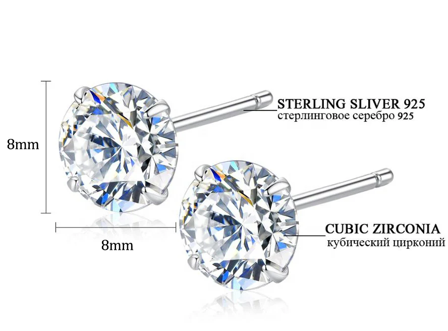 S925 Sterling Silver 2 Carats CZ Diamond Stud Earrings - Image 15