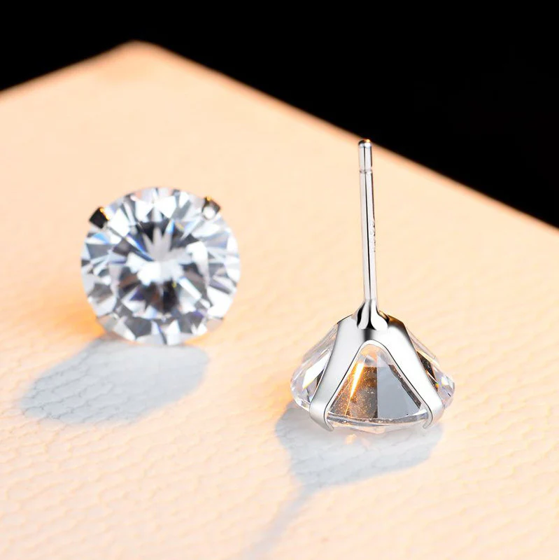 S925 Sterling Silver 2 Carats CZ Diamond Stud Earrings - Image 9