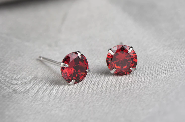 S925 Sterling Silver 2 Carats CZ Diamond Stud Earrings Ruby - Image 13