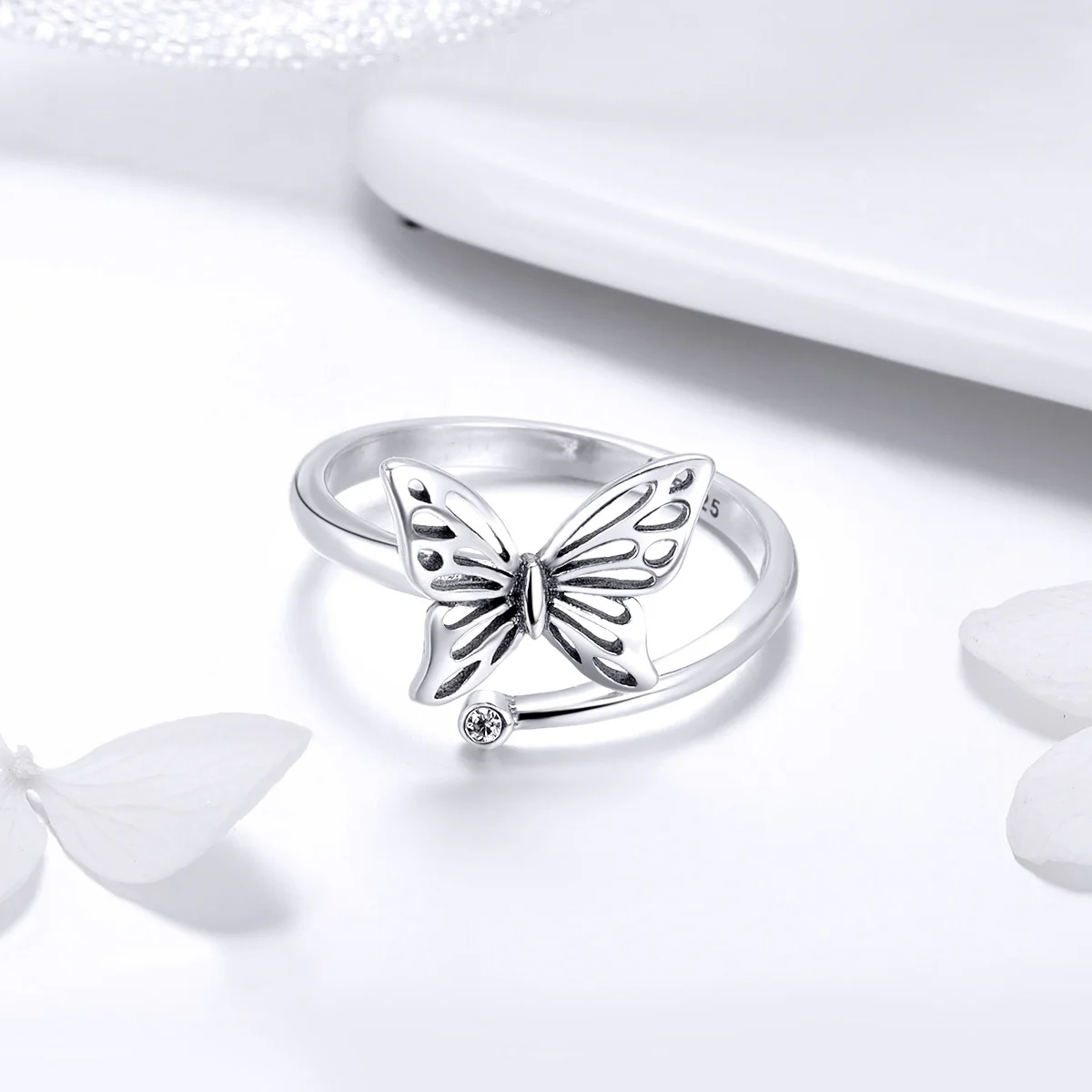S925 Sterling Silver Adjustable Butterfly Ring - Image 3