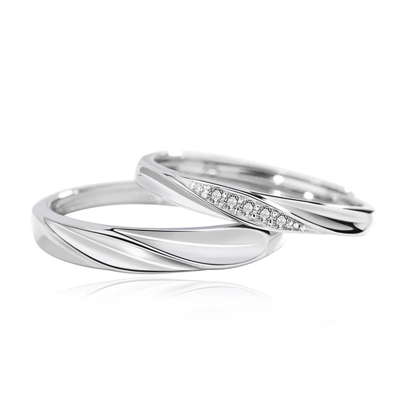 S925 Sterling Silver Concave-convex CZ Diamond Wedding Engagement Ring (Ladies) - Image 7