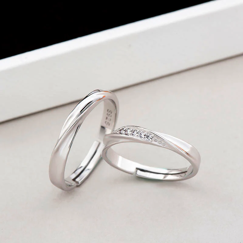 S925 Sterling Silver Concave-convex Soft Curves Wedding Engagement Ring (Gents) - Image 12