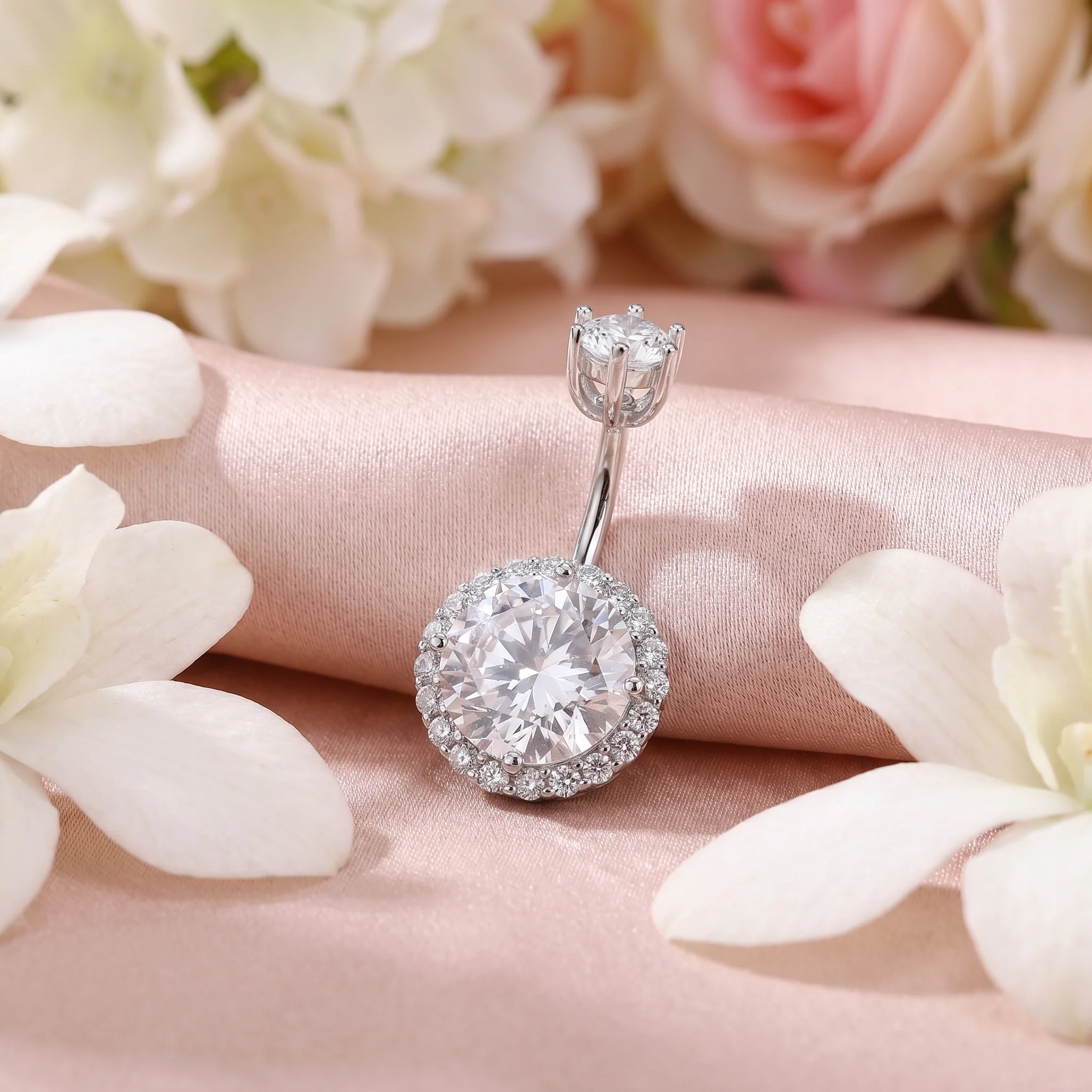 S925 Sterling Silver CZ Diamond Navel Ring Body Piercing - Image 5
