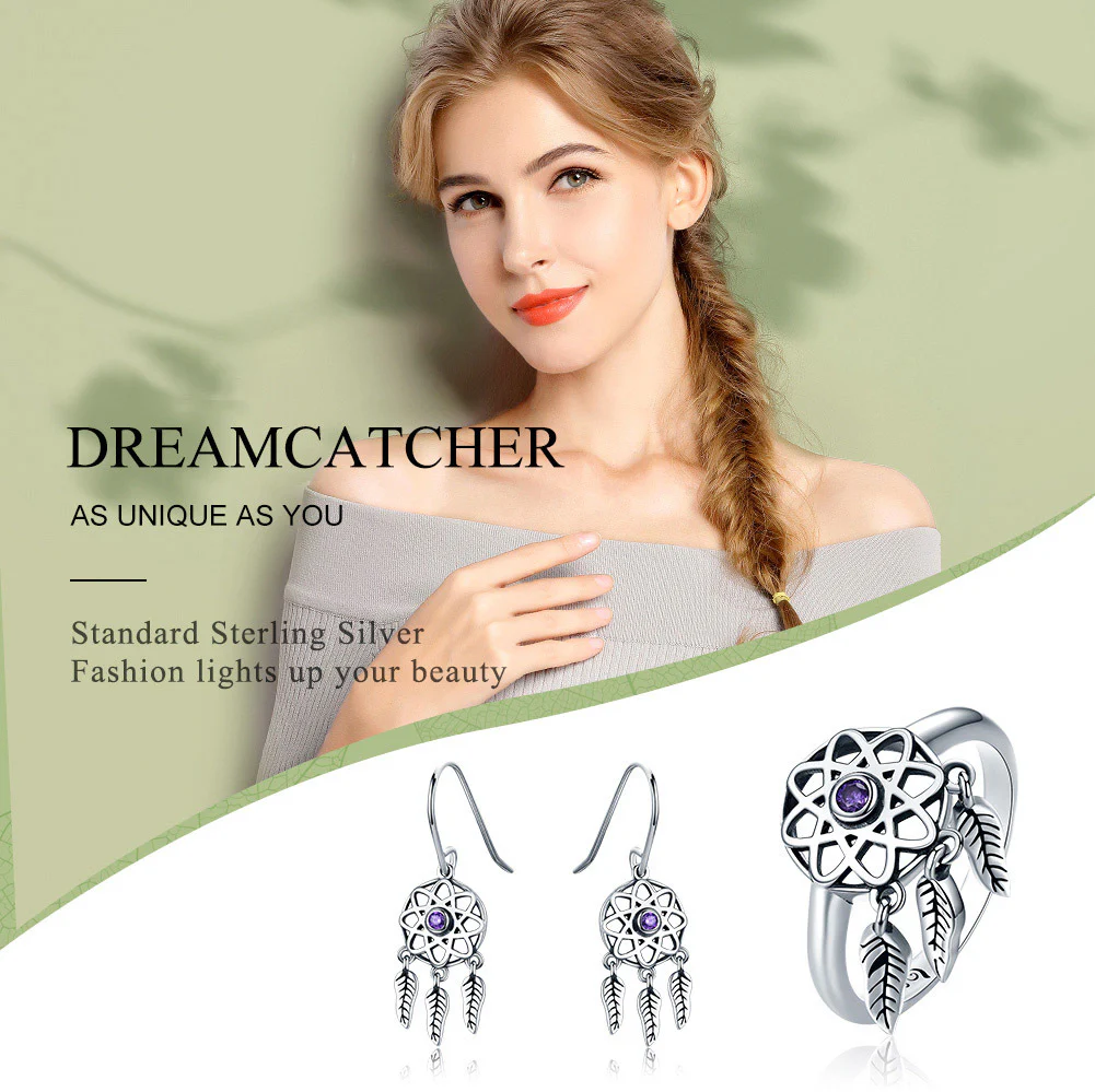 S925 Sterling Silver Dream Catcher Dangle Earrings - Image 10