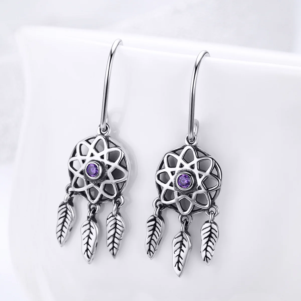 S925 Sterling Silver Dream Catcher Dangle Earrings - Image 5
