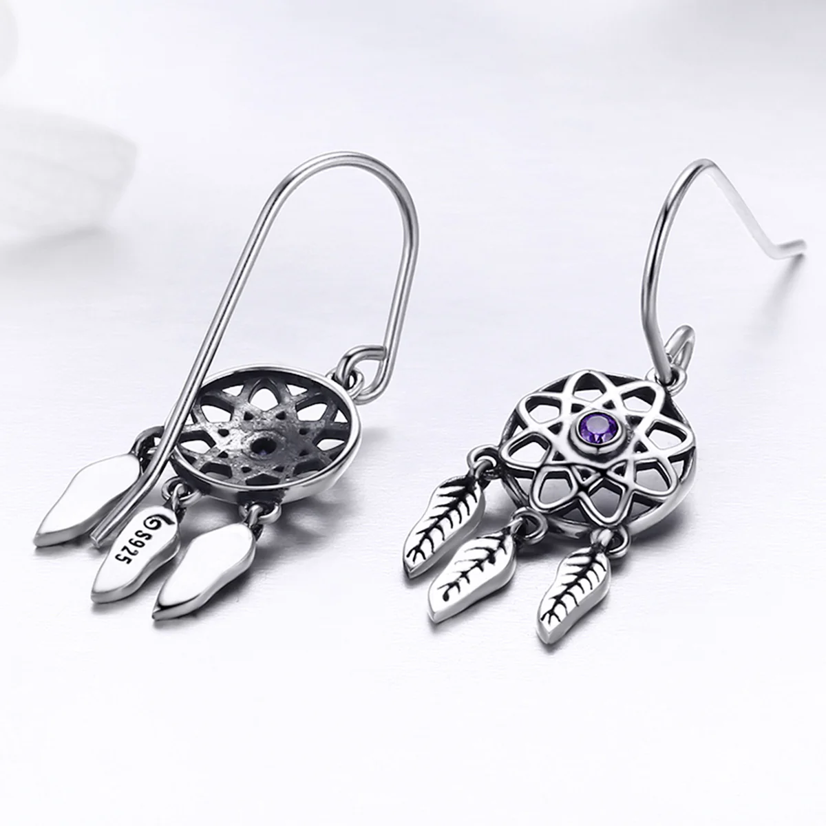 S925 Sterling Silver Dream Catcher Dangle Earrings - Image 8