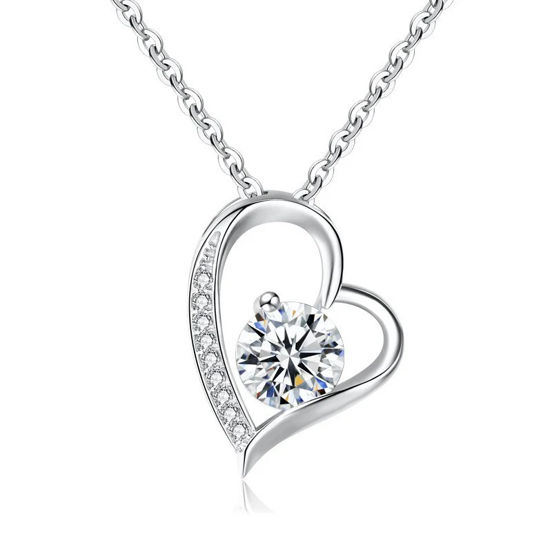 S925 Sterling Silver Eternal Heart Pendant CZ Diamond Necklace - Image 11