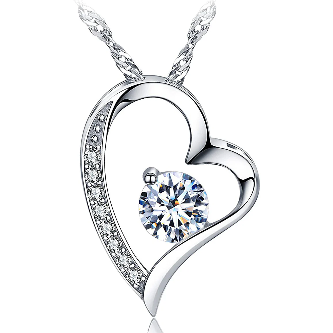 S925 Sterling Silver Eternal Heart Pendant CZ Diamond Necklace - Image 3