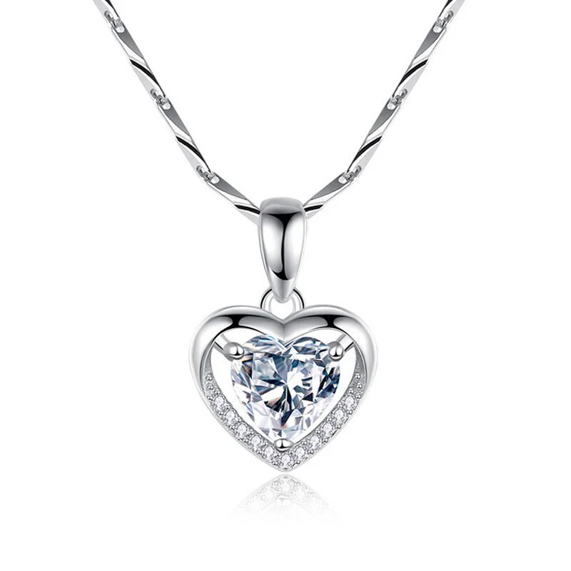S925 Sterling Silver Eternal Heart Pendant CZ Diamond Necklace - Image 11
