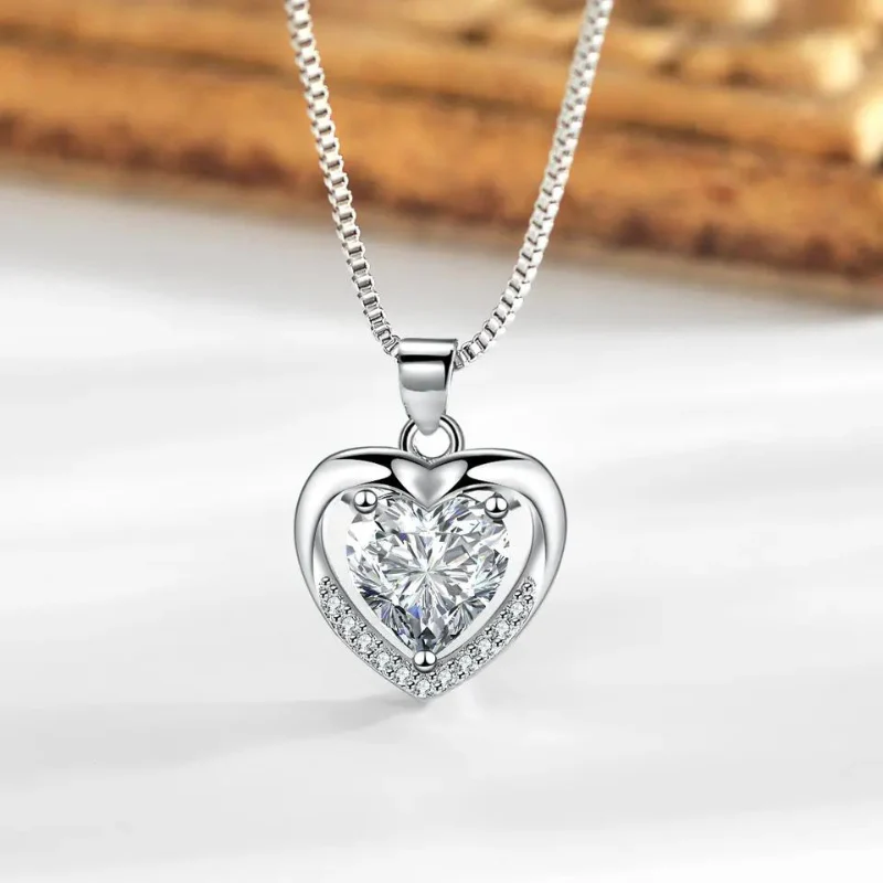 S925 Sterling Silver Eternal Heart Pendant CZ Diamond Necklace - Image 6