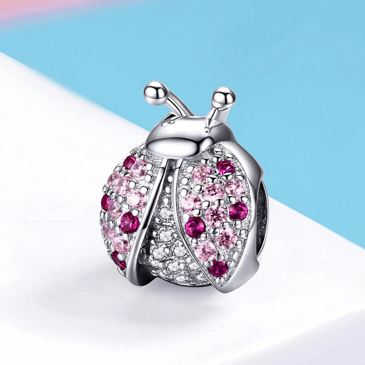 S925 Sterling Silver Ladybug Lucky Charm CZ Diamonds Pendant - Image 3