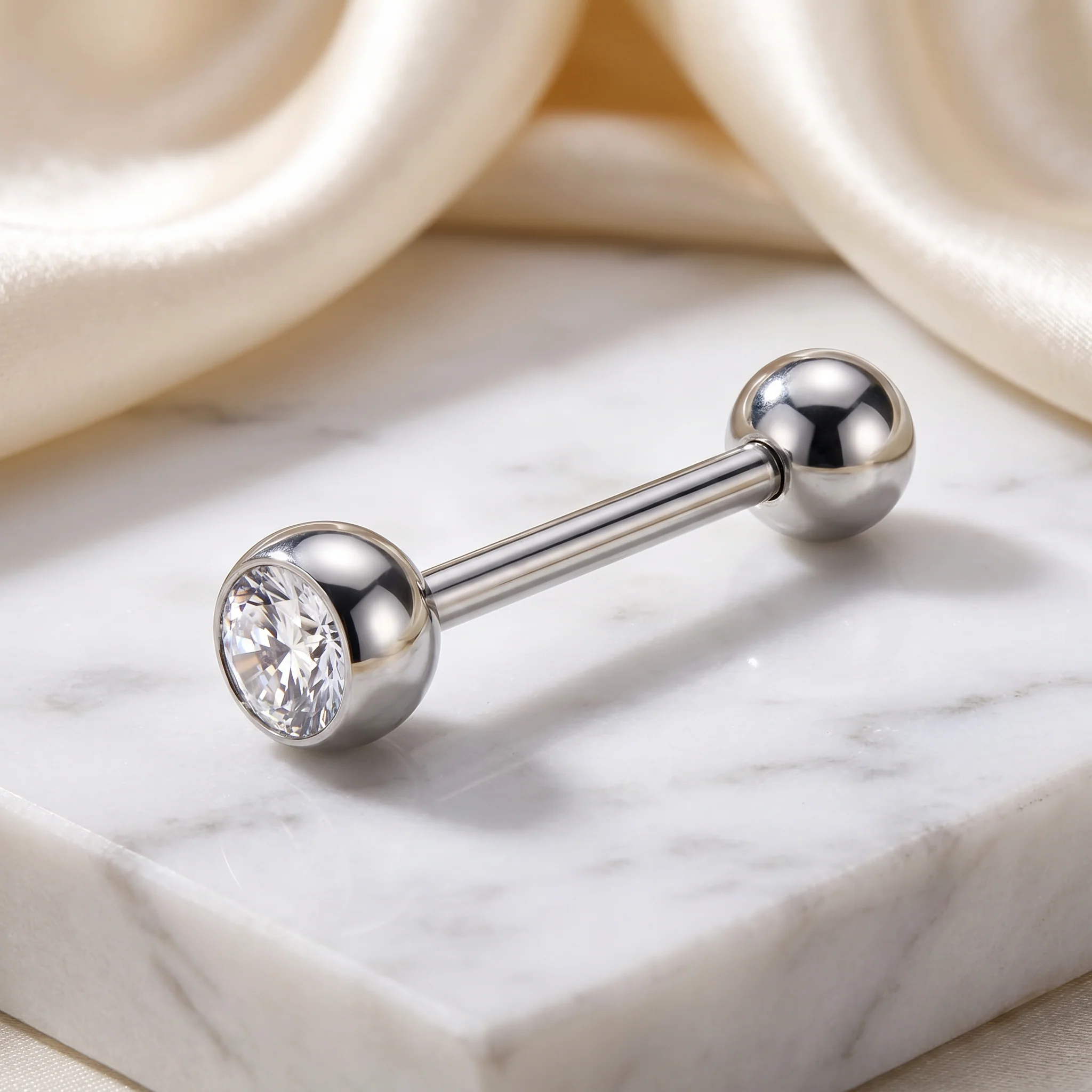 925 Sterling Silver Body Piercing Barbell Hypoallergenic Tongue Navel Jewellery - Image 2