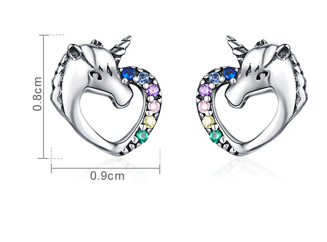 S925 Sterling Silver Unicorn Stud Earrings - Image 5
