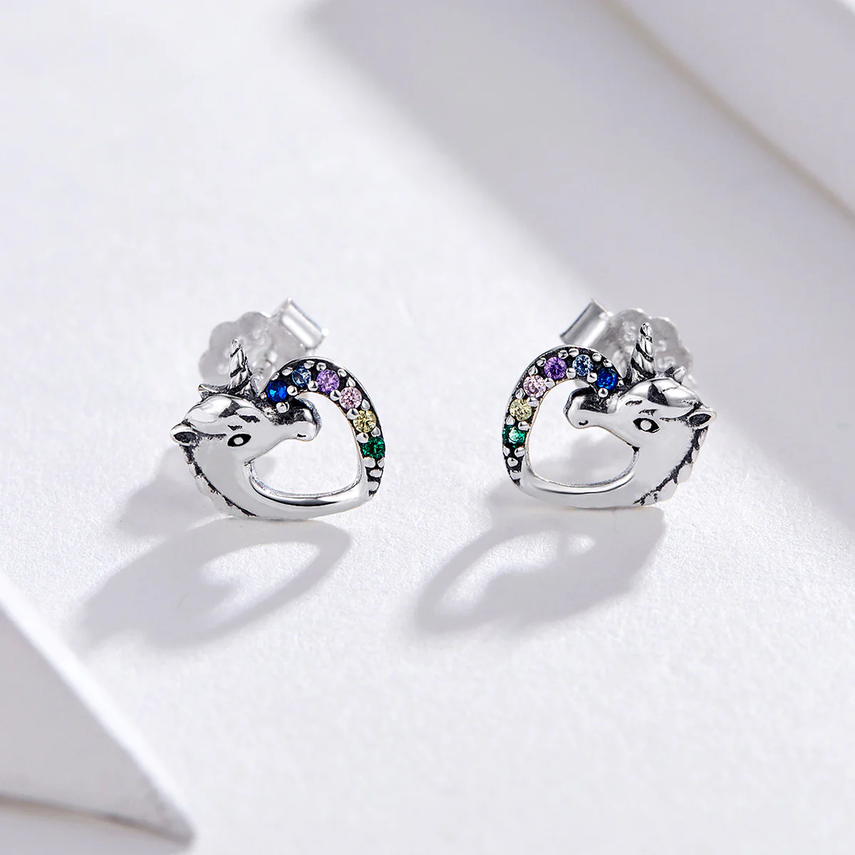 S925 Sterling Silver Unicorn Stud Earrings - Image 6