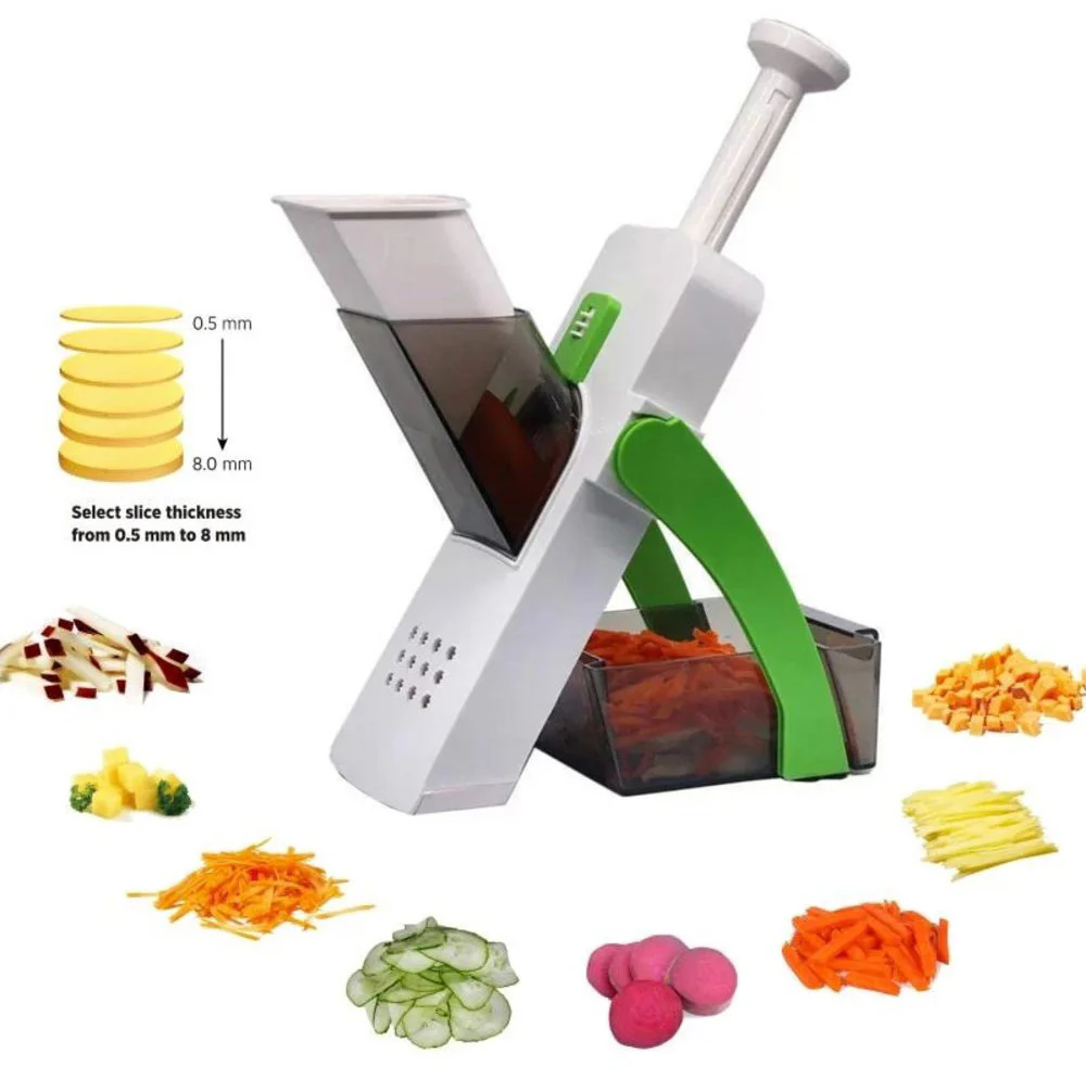 Safe Slice Mandoline Slicer Kitchen Chopper Food Processor Vegetable Dicer Cutter (Green) - Image 4