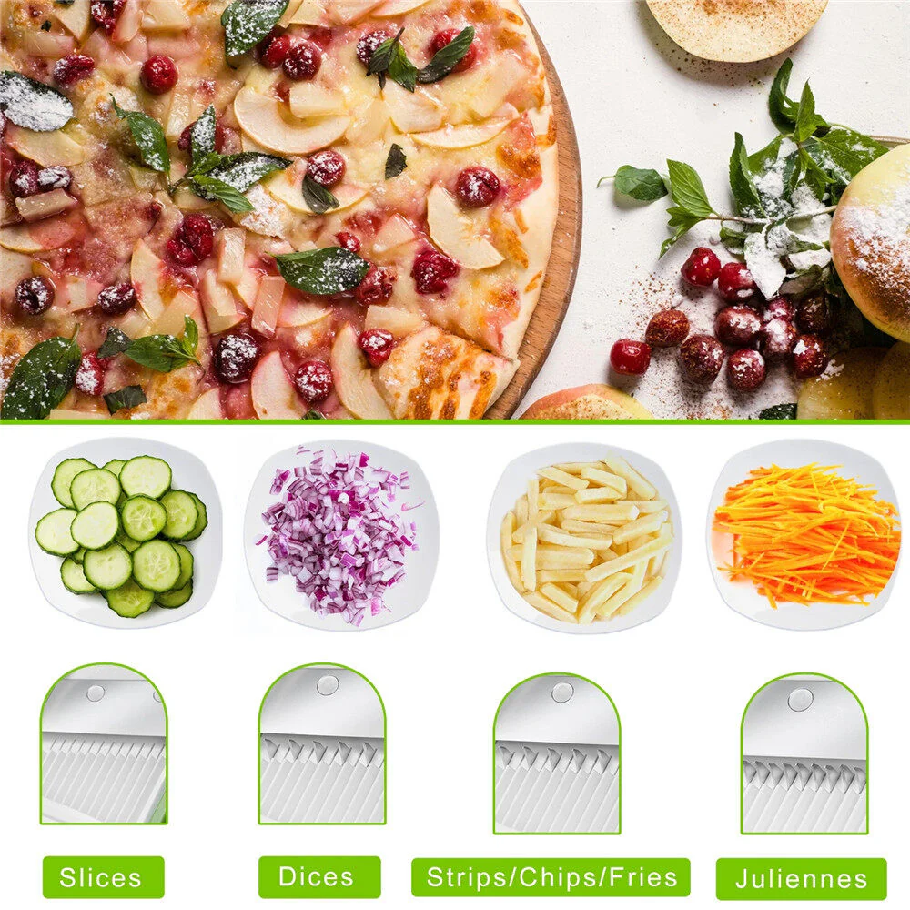 Safe Slice Mandoline Slicer Kitchen Chopper Food Processor Vegetable Dicer Cutter (Green) - Image 5
