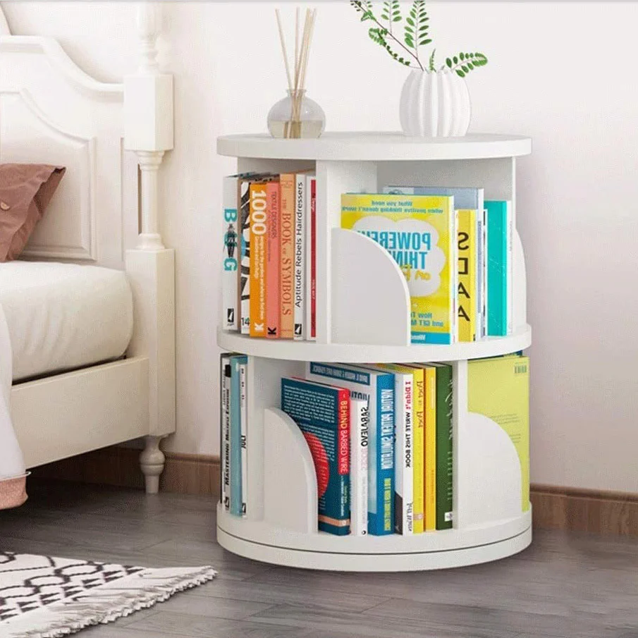 Sanctuary 360-degree Rotating 2 Tier Display Shelf Bookcase Organiser (White) - Image 2