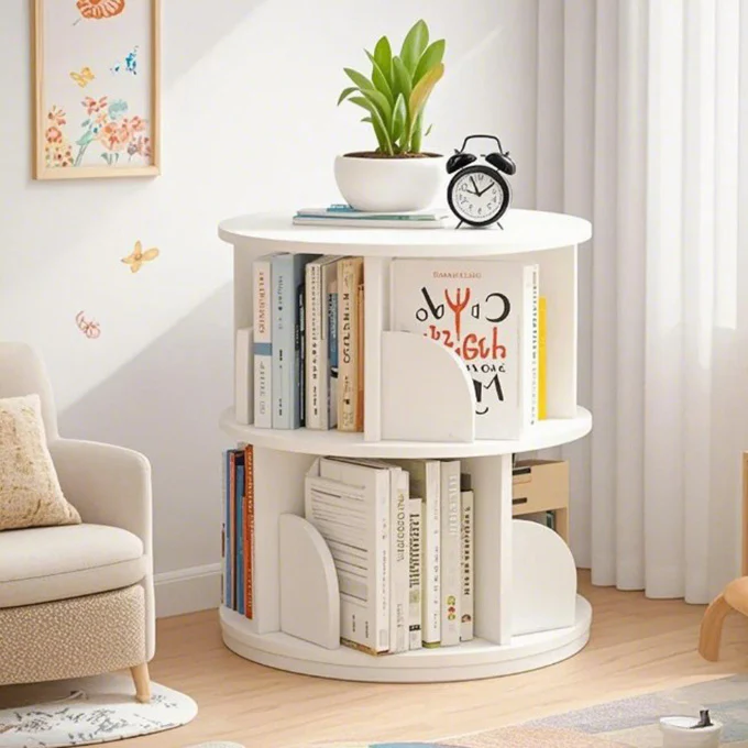 Sanctuary 360-degree Rotating 2 Tier Display Shelf Bookcase Organiser (White) - Image 3