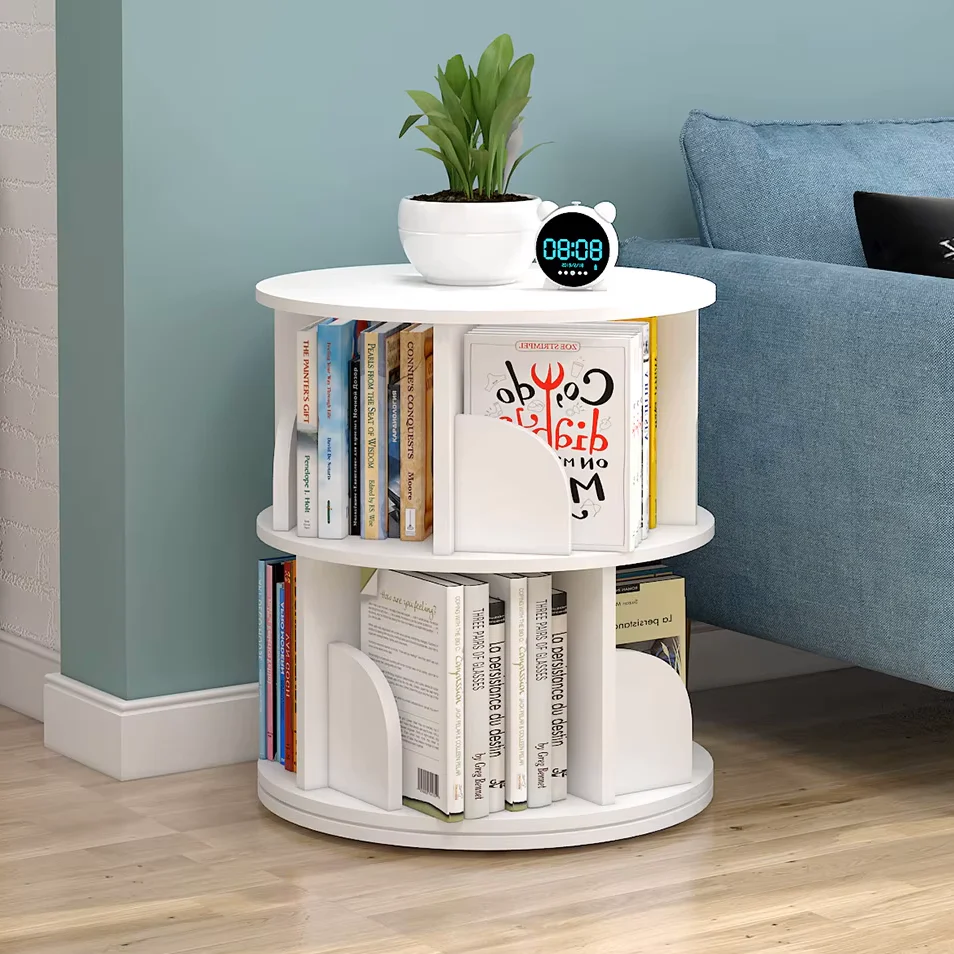 Sanctuary 360-degree Rotating 2 Tier Display Shelf Bookcase Organiser (White) - Image 9