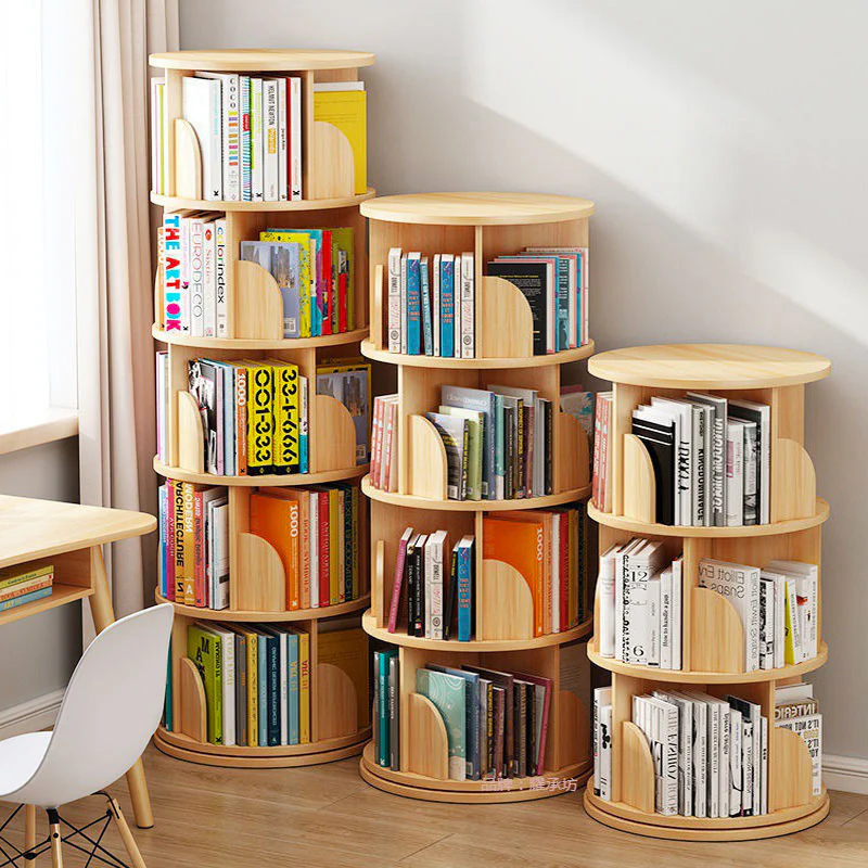 Sanctuary 360-degree Rotating 3 Tier Display Shelf Bookcase Organiser (Oak) - Image 9