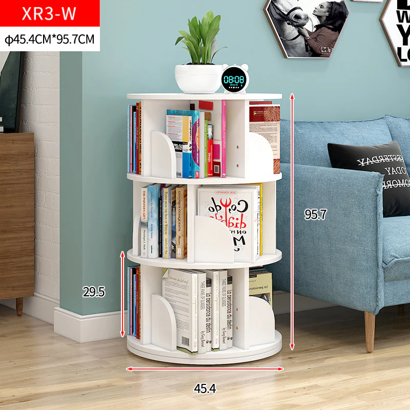 Sanctuary 360-degree Rotating 3 Tier Display Shelf Bookcase Organiser (White) - Image 7