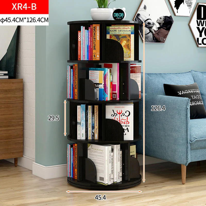 Sanctuary 360-degree Rotating 4 Tier Display Shelf Bookcase Organiser (Black) - Image 3