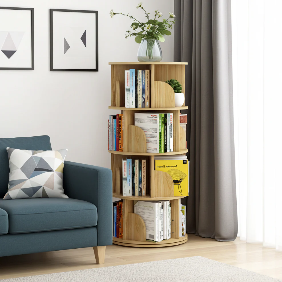 Sanctuary 360-degree Rotating 4 Tier Display Shelf Bookcase Organiser (Oak) - Image 16