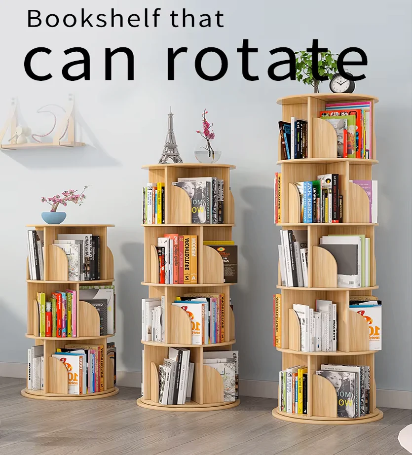 Sanctuary 360-degree Rotating 4 Tier Display Shelf Bookcase Organiser (Oak) - Image 20