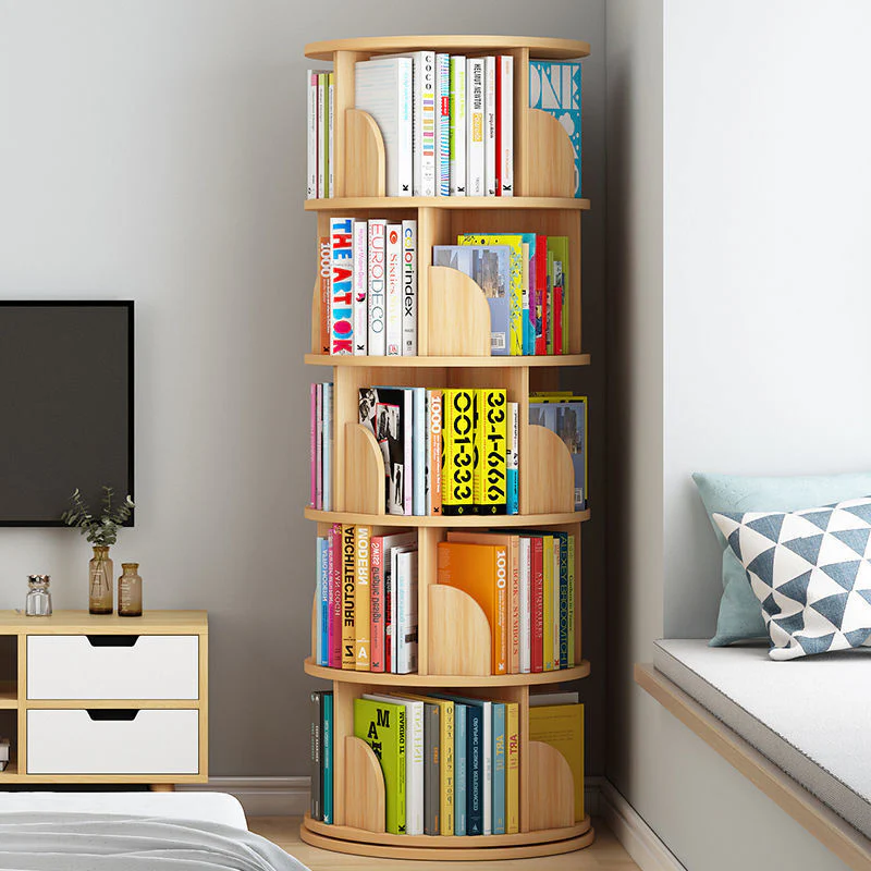 Sanctuary 360-degree Rotating 5 Tier Display Shelf Bookcase Organiser (Oak) - Image 2