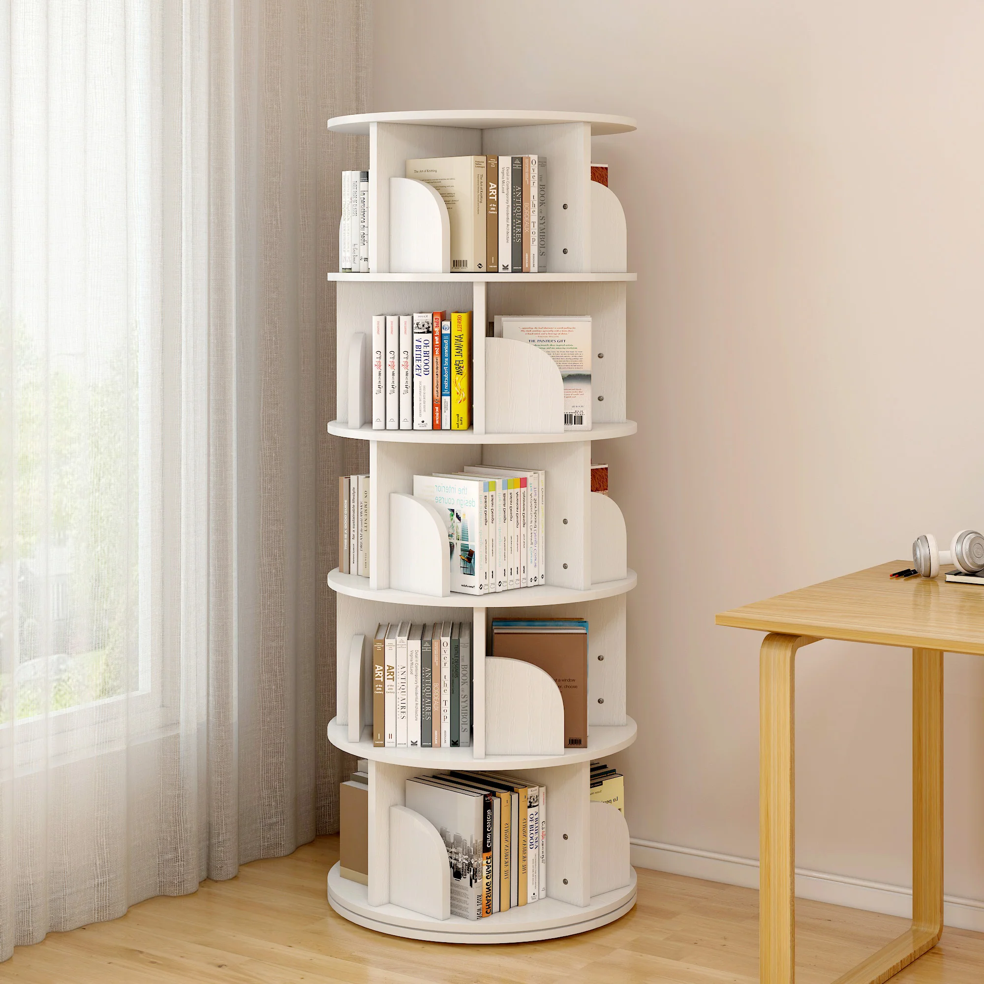 Sanctuary 360-degree Rotating 5 Tier Display Shelf Bookcase Organiser (White) - Image 9
