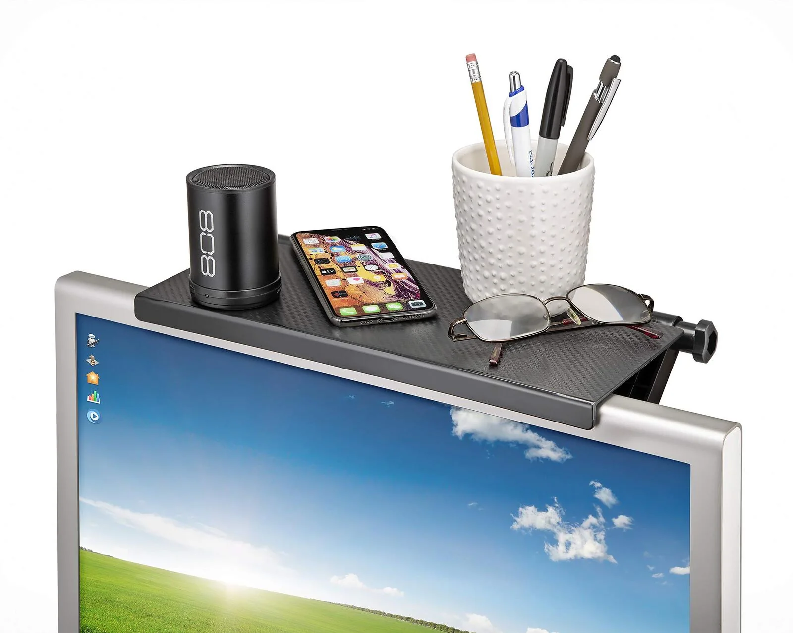 Screen Caddy TV Monitor Top Shelf Media Device Organiser - Image 2