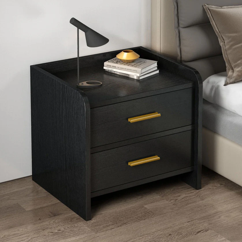Serene 2-Drawer Bedside Table Nightstand (Black) - Image 13